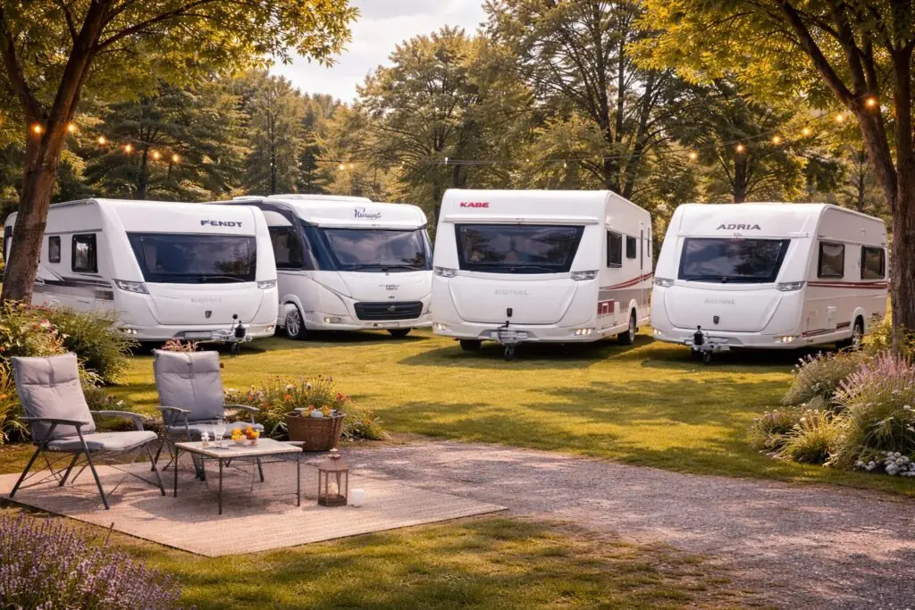 Wat zijn de beste caravans – meerdere caravans van verschillende merken op een camping
